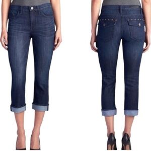 🆕Rock & Republic “Kendall”Capri Cropped Ankle Jeans Studded Pockets Sz16